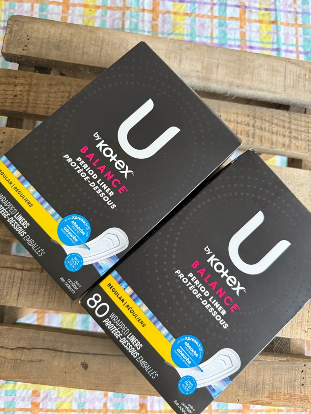U by Kotex Balance Period Liners - 2 boxes 80 each.